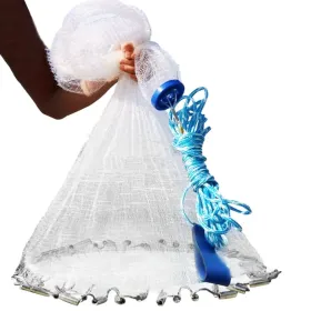 Fishing Cast Net Bait Trap Easy Throw Heavy Duty Hand Cast Net With Chain Sinker Bottom Spread (Option: 6FT)
