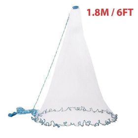 Fishing Cast Net Bait Easy Throw Hand Cast Strong Nylon Mesh USA (Option: 6FT)